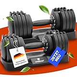 Verstellbare Kurzhantel Set 2x12kg | 5 Gewichtseinstellungen | Hantelset 2x12kg...