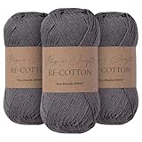 Utopia Crafts Re-Cotton Strickgarn, 3 x 100 g (Storm Grey)