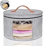 Hutschachtel Rund- Foldable Hat Storage Boxes Fabric with Lid und Zip, Leather...