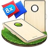 Briliantwerk® Cornhole Spiel Outdoor – Hochwertiges 11-teiliges Echtholz...