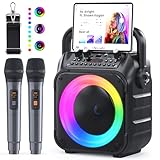 Karaoke Maschine Ankuka Karaoke Anlage mit 2 Mikrofonen Bluetooth Lautsprecher...