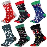 Toes Home 6 Paar Herren Weihnachtssocken, Lustige Socken 39-46, Bunte Gemusterte...