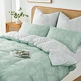 Duvetnova Bettwäsche 135x200 Blumen Grün Pflanzen Wende Weich und Angenehm...