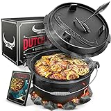 BBQ Dutch Oven [Das Original] - Dutch Oven Set [7L] – Eingebrannter Feuertopf...