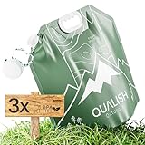 QUALISH® Wasserkanister Faltbar - BPA frei & Lebensmittelecht - Praktisches 3er...