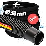 15 Meter Kalitec Poolschlauch 38mm, schwarz I Schwimmbadschlauch 38 mm I...