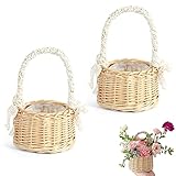 Zasvec Mini Geflochtener Blumenkorb 2 Stücke Rattankorb 11 * 9 * 20cm...