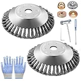 2Pcs Unkrautbürste für Freischneider,6 Zoll+6 Zoll 25,4 mm...