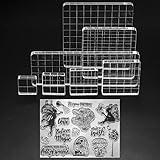 7 Stk Acryl Stempelblock Set, Transparent Acrylblock Stempel mit Gitterlinien,...