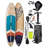 BRAST® SUP Board Retro | Aufblasbares Stand up Paddle Set | 320x81x15cm | 5...