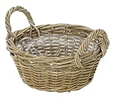 Dehner Rattan Pflanzschale mit Henkel, Ø 26 cm, Höhe 12 cm, Rattangeflecht,...