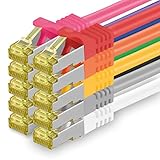 Cat.7 Netzwerkkabel 0,25m 10 Farben 10 Stück Cat7 Ethernetkabel Netzwerk LAN...