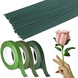 3 Floristenband+100 Basteldraht Grün Set 30cm *2 mm Blumendraht Floristendraht...