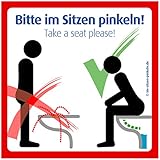 immi 4x Bitte im Sitzen pinkeln Aufkleber Folie, geschlechtsneutral. Das...
