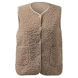 Teddy Weste Damen Ärmellos Teddyfleece Jacke Fleece Winterweste Winter Warme...