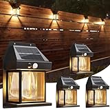 Solarlampen für Außen mit Bewegungsmelder -4 Stück Solarleuchten für Außen...
