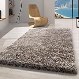 Carpetsale24 Teppich Wohnzimmer Shaggy Flokati Beige - Braun - Creme 120 x 170...