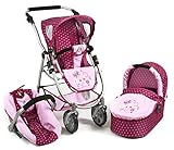 Bayer Chic 2000 637 29 Kombi-Puppenwagen Emotion 3-in-1 All In, Dots Brombeere,...