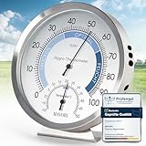 MAVORI® 2in1 Hygrometer innen analog und Thermometer analog innen aus Edelstahl...
