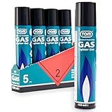 TOM 5 x Feuerzeuggas 100 ml Kartusche zum nachfüllen für Feuerzeug,...