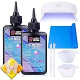 LET'S RESIN UV Resin Set mit UV Lampe, Verbessertes 200g Kristallklares UV...
