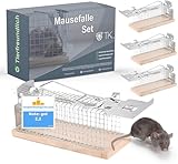 3X Fallax® Tierfreundlich - Mausefalle aus Holz lebend - Mäusefallen -...