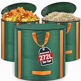3x Gartenabfallsack stabil 272L - Groß Gartensack Laubsack mit Deckel,...