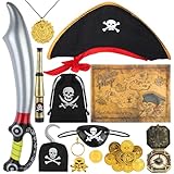 kayqbonke 11 Teilig Piratenkostüm Kinder, Umfassen Pirate Hat, Piratensäbel,...
