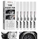 Laralily 6 PCS Reifenmarker,Reifen Stift Weiß Wasserfest,Wasserfest...