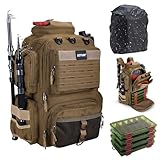 Goture Angelrucksack mit 4 Köderbox Angeln, 45-Liter Angelzubehör-Rucksack mit...