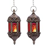 Nuptio Marokkanische Kerze Laterne Hängend Teelicht Kerzenhalter 2 Stück...