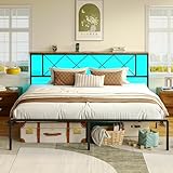 IRONCK Bett 180x200 mit LED Beleuchtung, Bettgestell 180x200 mit Steckdose, 1...