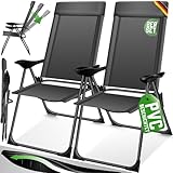 KESSER® 2er Set Gartenstuhl Hochlehner Alu Klappstuhl 7-Fach Verstellbar mit...