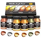 Nicpro Metallic Acrylfarben Set, 6 Metallic Farben In 4OZ/120 ML Flaschen,...