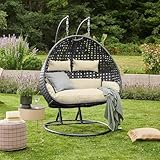 HOME DELUXE Polyrattan Hängesessel Twin Deluxe - nur Korb und Kissen |...