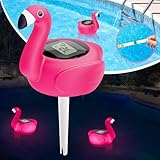 LanBlu Pool Thermometer Schwimmend mit Licht, Solar Pool Thermometer Digital...