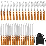 BAIFULAI 30 Stück Steakbesteck Set, Stahl Besteckset mit 15 Stück Steakmesser...