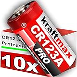 kraftmax 10er Pack CR123 / CR123A Lithium Hochleistungs- Batterie für...