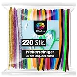 OfficeTree 220 Pfeifenputzer Bunt zum Basteln - 30 Farben inklusive Glitzerdraht...