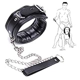 SM Leder Halsband Mit Leine Ketten Fesseln SexSet Einstellbar Flirt Fetisch...