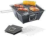 PEARL Faltgrill: Flach zusammenklappbarer Kohle-Grill, Grillfläche ca. 24,5 x...