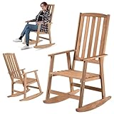 KADAX Schaukelstuhl mit Armlehnen, Schaukelsessel aus Holz,...