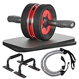 EnterSports Bauchroller Bauchmuskeltrainer, 6-in-1 Bauchtrainer mit Fitnessband,...