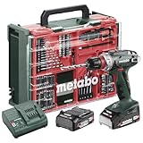metabo Akku-Bohrschrauber BS 18 Quick Set - 18 V, 74-tlg. Mobile Werkstatt -...