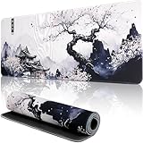 Mis.Moon Japanische Weiße Mauspad, Mauspad XXL Gaming, Große Kirschblüte...