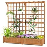 HOMASIS 2 Stück Blumenkasten mit Rankgitter & Dachregal, Pflanzkasten mit...