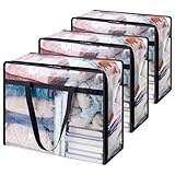 Lifewit 3 Stück Transparente Plastik Aufbewahrungstasche, 40L Kleiderschrank...