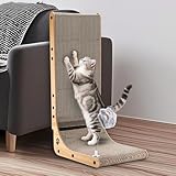 Zikenis Kratzbrett Katzen,L-förmiger Katzenkratzbaum mit Katzenspielzeug,Süße...