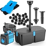 FEOXSHAL Teichfilter mit Springbrunnenpumpen-Kits, 50W Teichpumpe und Filter-Kit...
