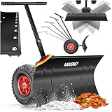 Masko Schneeschaufel auf Rädern höhenverstellbar - 5-Fach Schneeräumen,...